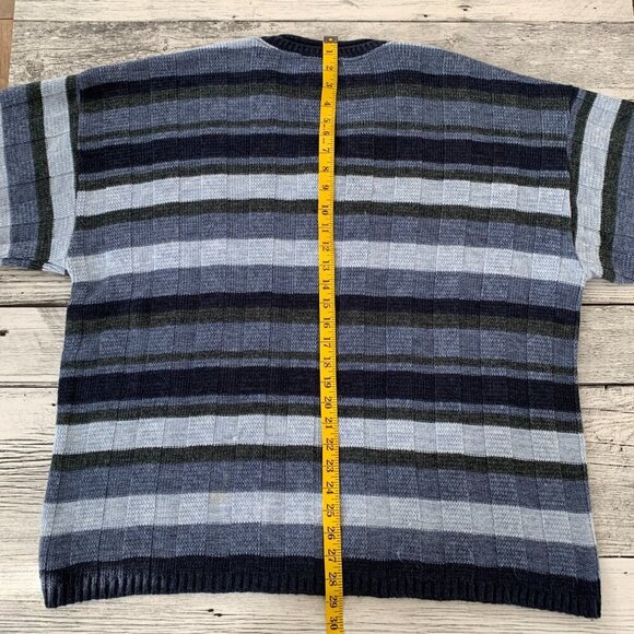 Vintage 90s Cherokee Blue Striped V-Neck Sweater - Picture 9 of 10